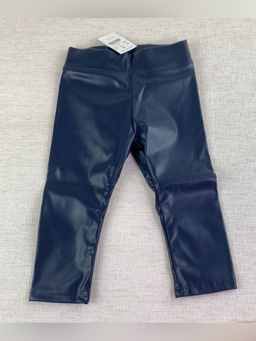 Crewcuts New Girls' faux-leather leggings in navy blue size 2T